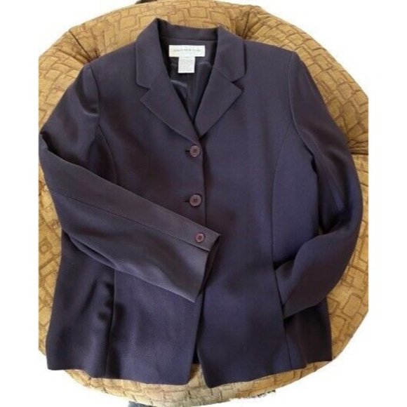 JONES NEW YORK Essentials Navy 3-Button Jacket With Hidden Pockets SZ 14 - Picture 4 of 8